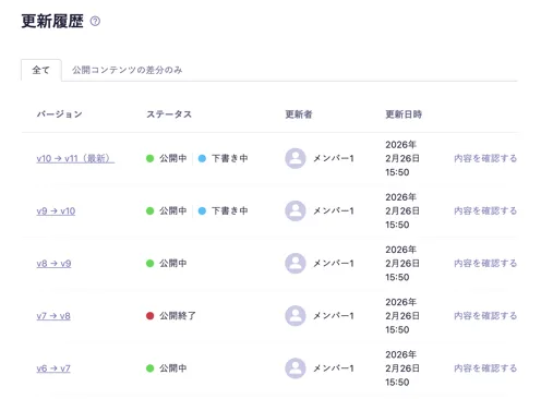 コンテンツ更新履歴